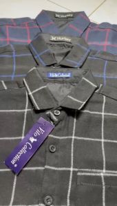 SMB Kemeja Flanel Anak Lengan Pendek Usia 8-12 Tahun Motif Garis Kotak-kotak Hitam Lidi