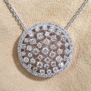 Huitan Full Dazzling CZ Stone Round Shaped Pendant Necklace Silver Color O Chain Luxury Wedding Accessories Women Trendy Jewelry