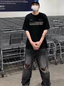 เสื้อยืดแขนสั้นคอกลมทรงหลวมสำหรับผู้ชาย ผ้าฝ้ายแท้ ระบายอากาศได้ดี ทรงหลวม สวมใส่สบาย เสื้อยืดผู้ชาย