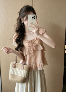 GUZILIAN | Sweet Style Ruffled and Flying Sleeve Blouse