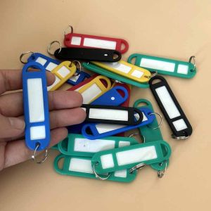 50pcs Multicolor DIY Name Ring Plastic Keychain ID Label Tags Key Chain Number Classification Accessories Luggage Tags Label