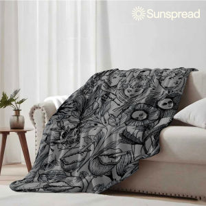 Beast Kingdom | Dark Gothic Sketch Art Soft Warm Flannel Blanket Lightweight Cozy Christmas Halloween Home Decor Room