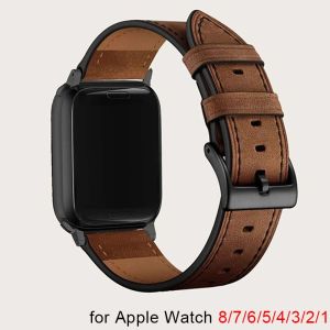 Leather Strap for Apple Watch Band 44mm 40 46 42 38 49 41 45mm Watchband for IWatch Series Ultra 12 11 10 9 8 7 6 5 4 3 SE