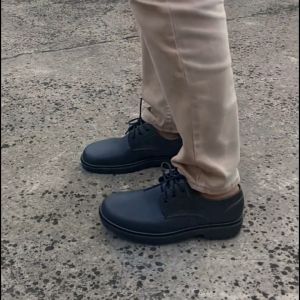 Sampai7an SPT-26 Sepatu Pantofel Kasual Pria Hitam Kekinian Bahan PVC Formal Kantor Kerja Kuliah COD