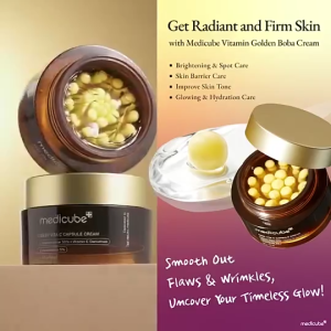 Medicube Deep Vita C Capsule Cream 50g 12.9% Dark Spot Improvement Vitamin C Boba Bead Cream 5% Niacinamide Target Acne Marks Sun Spots Hyperpigmentation Even Skin Tone Antioxidant Brightening Repair Facial Cream For Dull Pigmented Skin