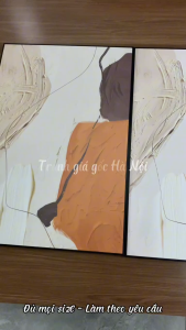 Tranh trừu tượng mảng màu khổ lớn chất liệu canvas trang trí tường có khung tặng đinh treo bảo hành 3 năm