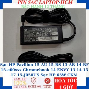 Sạc HP Pavilion 15-AU 15-BS 13-AB 14-BF 15-e00xxx Chromebook 14 ENVY 13 14 15 17 15-J050US Sạc HP 19.5V-3.33A-65W chân kim nhỏ màu xanh