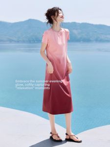 MOHANYIMEI | Graceful Vacation Gradual Dyeing Slimming Waist Dress
