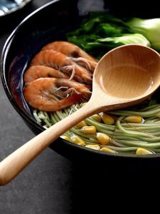 Wooden Dried Rice Spoon Long Handle Unpainted Wooden Spoon Internet Celebrity Noodles Spoon Chopsticks Sets Big Head Bibimbap Spoon Eating Spoon