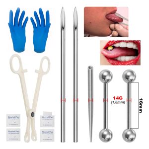 Body Piercing Kit Sterile Catheter Cannula Piercing Needle Lip Nose Tongue Eyebrow Navel Piercing Jewelry Tool Pliers Tattoo Set