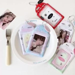 1-2pcs Kpop Fashion Korean Style Bag Pendant 3-Inch Card Holder CuteIdol Photo Storage Card Bag Decoration Keychain Student Gift