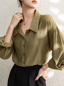 Retro Hong Kong Style Long Sleeve Womens Shirt Loose Design Sensation Autumn New Fashion High-End Feeling Elegant Top