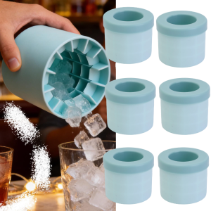 5Pcs 40 Grids Food Grade Silicone Ice Mold / Round Cylinder Ice Cube Tray / Sealed Lid Easy Release Ice Maker / Portable Freezer DIY Ice Making Tool for Bar Summer Drinks