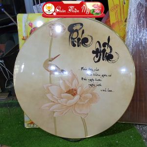 Tranh Tráng Gương Pha Lê Tròn CHÂN THIỆN MỸ Decor Treo Tường Trang Trí Phòng Chữ Thư Pháp Phúc Đức TG-T1-158