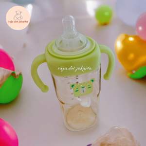 Botol susu bahan PPSU kotak 300ml aman bagi bayi tanpa bahan kimia apapun dengan gagang dan selang
