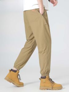 HENGYUANXIANG | Hengyuanxiang Ice Silk Work Pants Mens Summer Thin High Elastic Quick Dry Sun Protection Cool Casual Long Pants