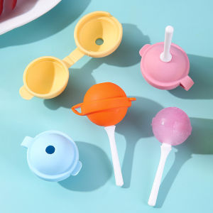 แม่พิมพ์ซิลิโคน พร้อมฝาปิด ใช้ซ้ําได้ ทรงกลม สําหรับทําน้ําแข็ง อมยิ้ม DIY แม่พิมพ์ไอศกรีม Ice cream mold