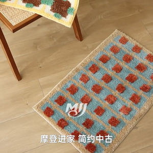 Retro Plaid Plush Bath Mat | Super Absorbent Quick-Drying Non-Slip Floor Carpet/Rug for Bathroom Entrance Toilet Home
