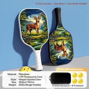 Animal Series Fiberglass Pickleball Paddle Set Pro Tournament Training Rackets with Balls and Carry Bag Suitable for All Skill Levels