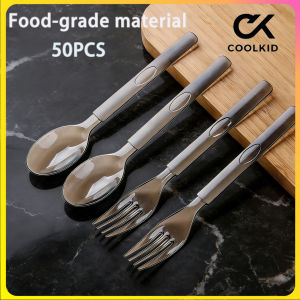 50PCS Thickened Disposable Knife Fork Spoon Set Non-Toxic Safe Easy Grip Durable