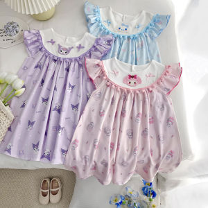 ชุดเดรสเด็กผู้หญิงผ้าฝ้ายพิมพ์ลายแอนนาเอลซ่าการ์ตูนเจ้าหญิง Frozen ชุดเดรสงานวันเกิด Baju Bayi Perempuan