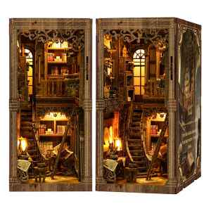 Vintage Book Collection Room Wooden Book Nook DIY Kit - 3D Puzzle House Model Christmas & Black Friday Craft Gift