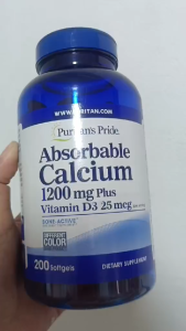 Puritans Pride Absorbable Calcium 1200mg with Vitamin D3 25mcg – 100/200 Softgels | Bone Teeth & Immune Health Support