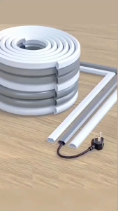 I HOME 1M Soft Pvc Wall Cord Cover Sleeve Protector Cable Concealer Soft Rubber Trunking Anti Collision Household Cable Sleeves Wire Self-adhesive Floor
