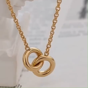 Viviann Original sterling silver New European and American Luxury Light Luxury Personalized Design Round sterling silver Gold Plated Ring Interlocking Pendant Necklace for Women
