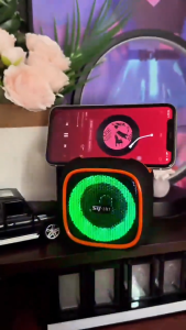 Subwoofer Portable Wireless Bluetooth Speaker with Phone Holder LED Color RGB Lights Outdoor HIFI Bass Stereo Sound Loud Speakers with Multiple Connections TF USB Playback