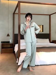 Baju Tidur Wanita Piyama Set KMJ-8864 Ice Silk Premium Halus Lembut Setelan Baju Rumah Lengan Panjan