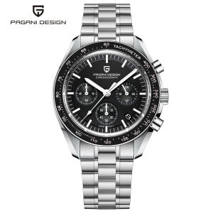 PAGANI DESIGN Speed Original Men Watch Ceramic Bezel Japan VK63 Quartz Classic Stainless Steel Waterproof Watch For Men