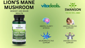 Swanson Lions Mane Mushroom Hericium Erinaceus 猴头菇 60 Capsules Mental Balance & Antioxidant Boost - Vitadeals