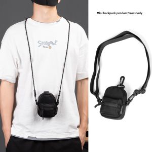 Trendy Ins Mini Schoolbag Backpack Pendant Creative Car Key Key Card Holder Earphone Small Change Storage