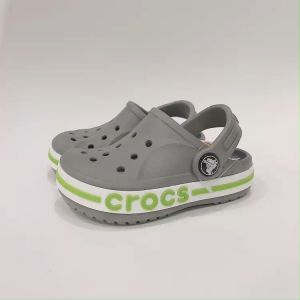 [TẶNG 12 STICKER] - Dép sục Cross Baya cho bé trai bé gái trẻ em Cros màu Ghi HannaKids giày xục Croc Clog Kid quai ngang nam nữ xuất khẩu tặng Sticker - Thế Giới Cross