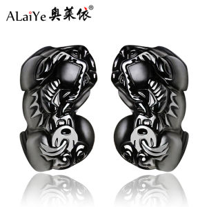 Natural Pure Black Obsidian Xiu Keychain Bracelet Pendant Necklace DIY Accessories Pi Quo Jewelry Fashion Accessories