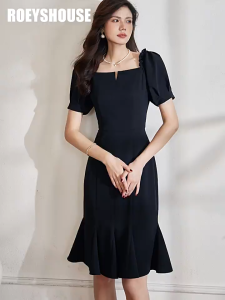 Đầm Đen Xòe Nhẹ Tay Phồng Thanh Lịch Chuẩn Gái Hàn