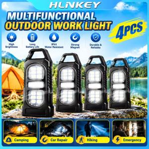 HLINKEY Multifunctional Outdoor Work Light USB Rechargeable LED Flashlight With Red Blue Warning Light Mag-netic Hook Camping Emergency Car Repair Lamp