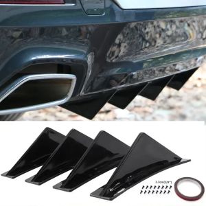 New Product 4pcs Car Rear Bumper Lip Diffuser Splitter Spoiler Scratch Protector Fin Trim Caps Exterior Accessory