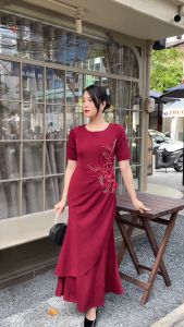 Đầm đi tiệc đuôi cá kết hoa 3D sang trọng D102 - Khánh Linh Style - Lady Fashion
