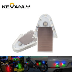 KEVANLY | 1PCS Solar Power Motorcycle Front Rear Decorative Light Arrow-Shaped LED Safety Warning Strobe Light Colorful Turn Signal Lamp