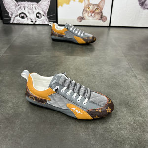 Mens Autumnal Printed Leather And Cloth Patchwork Sewing Line Trendy Youth Fashion Sport Shoes No Brand Registered Trademark