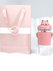 Saylee High Aesthetic Straw Cup Womens Sports Crossbody High Temperature Resistant Water Bottle Best Friend Popular Internet Cup