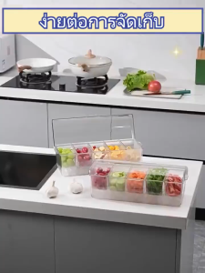 【Pocainoe】ถาดเสิร์ฟเครื่องปรุง ถอดออกได้ ภาชนะใส่อาหาร ภาชนะใส่เครื่องปรุงน้ำแข็งเย็น ปลอดภัยไร้สารพิษและทนทานมากขึ้น แบบใส 5 ช่อง