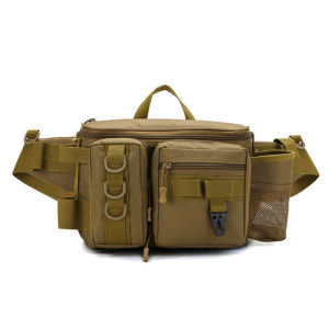 Outdoor Tactical Fishing Bag Mens Crossbody Utility Pouch Oxford Cloth Sporty Geometric Pattern Large Capacity Soft Waist Bag