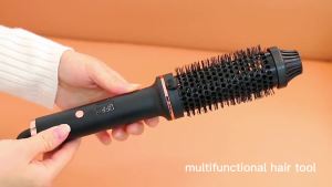 Thermal Brush 1.5 Inch Heated Curling Brush Ceramic Curling Iron Volumizing Brush Heating Round Brush Travel Hair Curler Comb