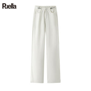 puella | High-waisted Narrow Straight-leg Pants with Drape