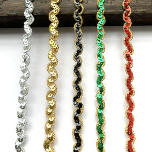 5m/16.4ft Each Pack 0.8cm Wide Thin Lace Trims Webbing Centipede Sequin Ribbons Clothing Sewing Accessory Craft DIY Decoration