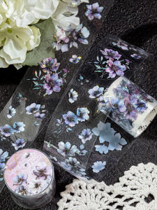 Watercolor Floral Handmade Tape PET Die-Cut Adhesive Decorative Material for Scrapbooking Shell Pattern Vintage Design
