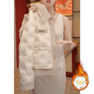 Shalldoer | Trendy Color-blocked Turn-down Collar Warm Padded Womens Coat